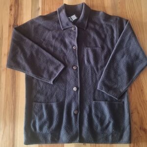 Jax Charcoal Mens Large 100% Merino Wool Green Button-Up Outdoor Warm Jacket